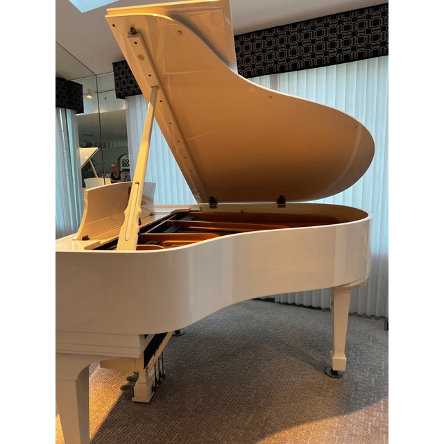 White Steinway & Sons Model S Grand Piano With Player Capability and Piano Bench For Sale - Image 8 of 16