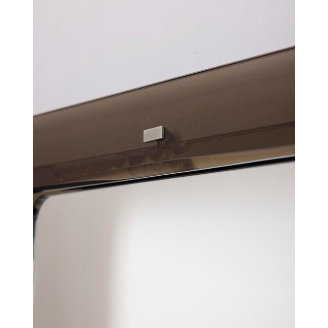 Glass Vintage Italian Smoked Glass Wall Mirror, 1970s For Sale - Image 7 of 14