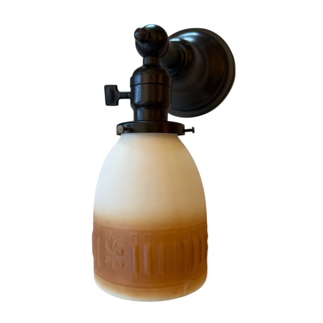 American Circa 1920’s Cased Glass Wall Sconce For Sale - Image 3 of 6
