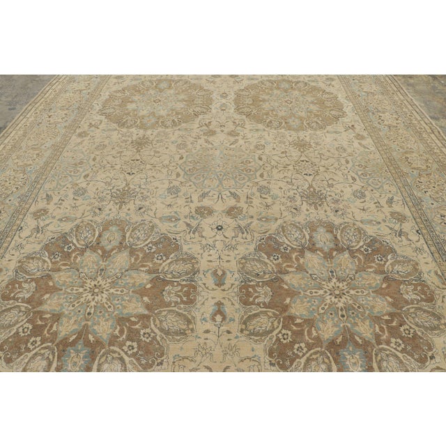 Traditional Oversized Antique Persian Tabriz Rug With Distressed Floral Play - Rug & Kilim For Sale - Image 3 of 7