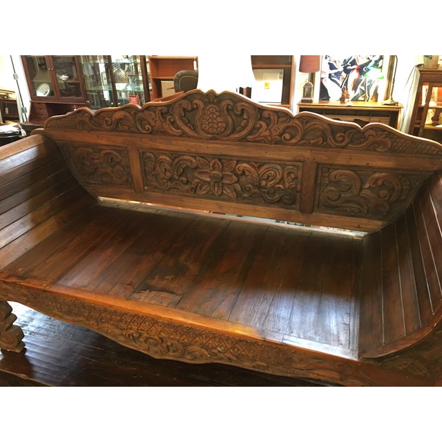 Balinese Carved Wood Daybed Chairish