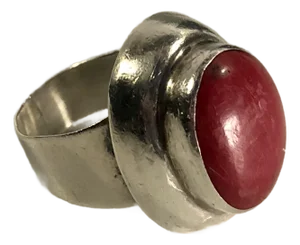 Mid 20th Century Carnelian Cabochon Sterling Silver Ring, Size 7.5
