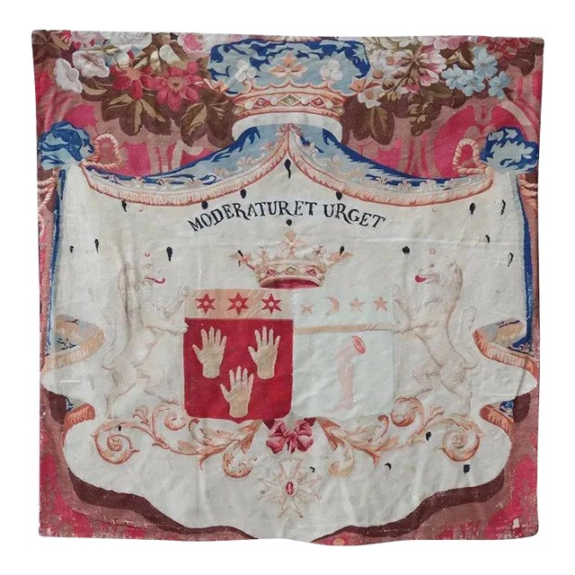 Mid 19th Century French Chatsworth House Marquis De Boissy Flat Weave Wool Armorial Tapestry Panel For Sale