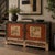 Circa 1890 antique sideboard with cream and red doors, showcasing Gansu province's traditional grain chest design. Made...