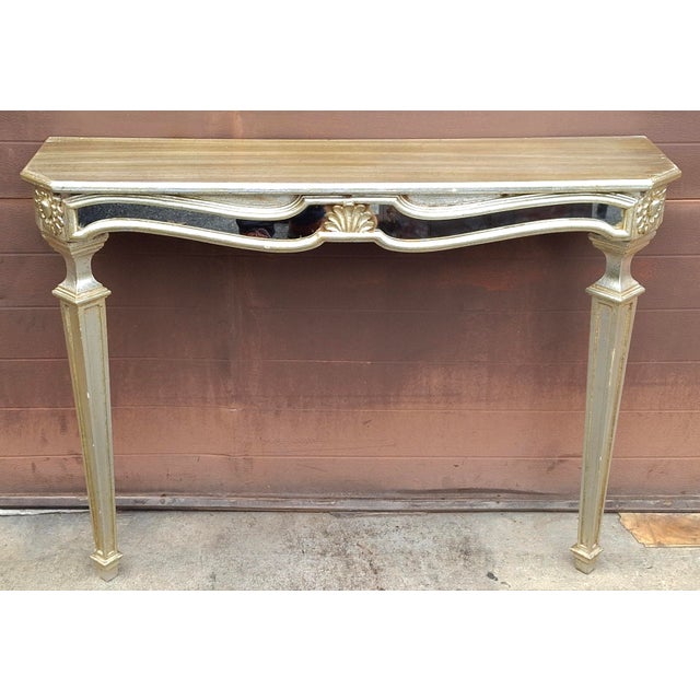 Contemporary 20th Century Italian Silvered and Mirrored Wall Console Table For Sale - Image 3 of 11