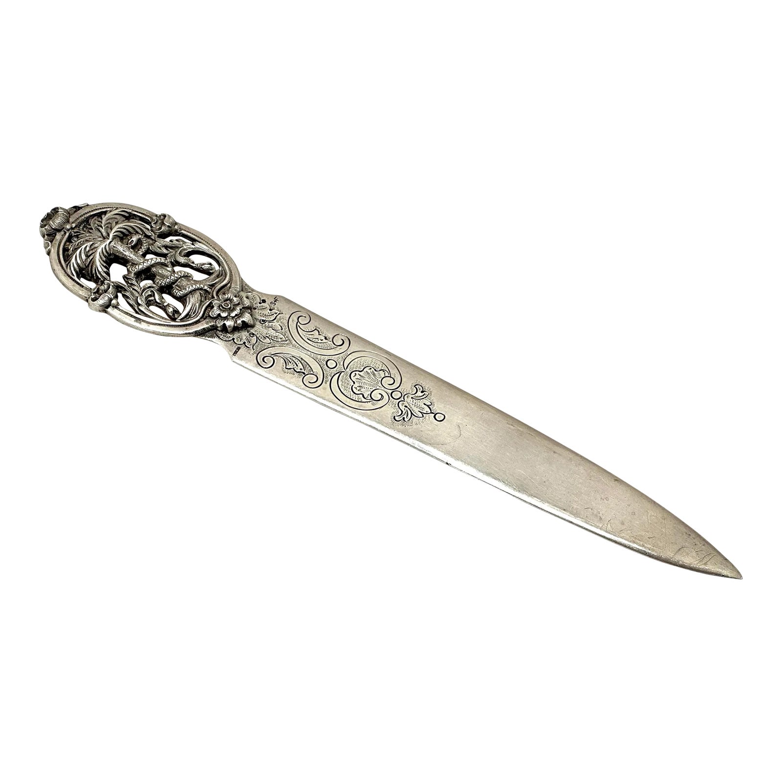 Large Antique Sterling Silver Letter Opener With French - Portuguese ...