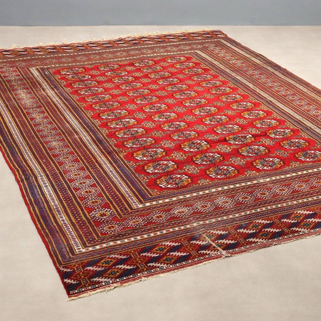 Brown Vintage Handmade Bukhara Rug For Sale - Image 8 of 8