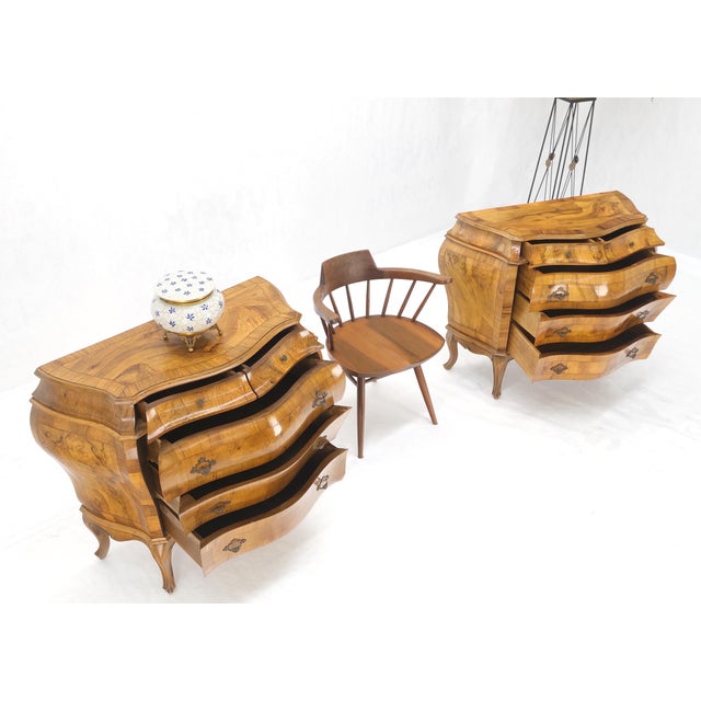 Pair of Italian Olive Burl Wood Patched Veneer Bombay Small Dresser Stands Table For Sale - Image 15 of 15