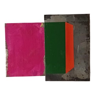 Contemporary Abstract Tempera and Aerosol on Metal "N 35" by Andre Debono For Sale