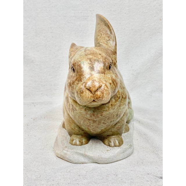 Vintage 1993 Michael Lord Hand Carved Stone Bunny Statue Chairish
