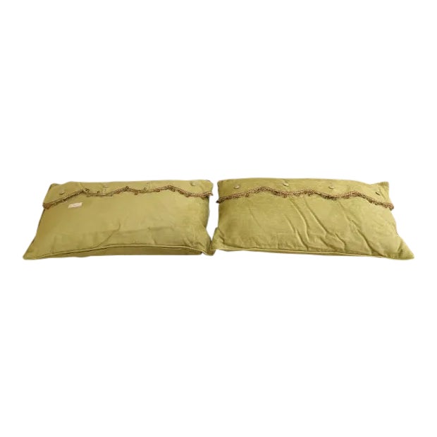 Large Rectangular Light Green Decorative Pillows - A Pair For Sale