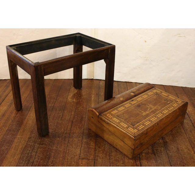 Circa 1860 Swedish Travel or Lap Desk on Custom Made Side Table Stand For Sale In Raleigh - Image 6 of 11