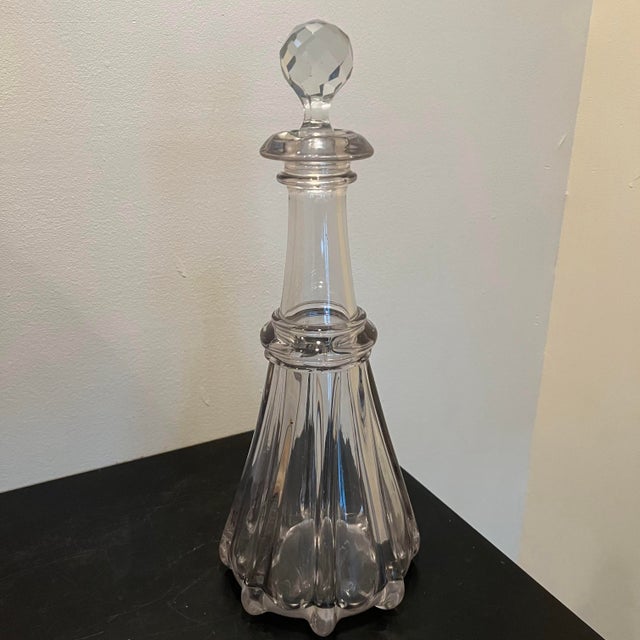 1850s Victorian Hand Blown Clear Glass Bottle and Stopper Decanter Jar For Sale - Image 10 of 10