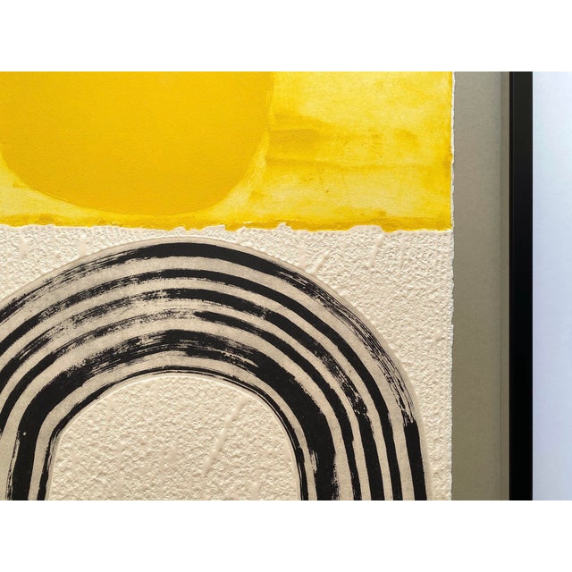 Raoul Lazar Vintage 1974 French Mid Century Modernist " Arc Jaune " Limited Edition Framed Signed Fine Art Embossed Aquatint Etching Print For Sale - Image 13 of 18