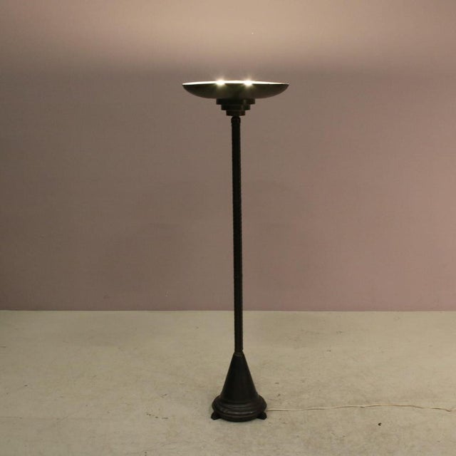Black Amsterdamse School Uplighter Floor Lamp, Netherlands, 1930s For Sale - Image 8 of 14