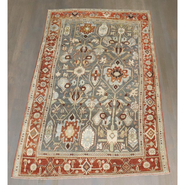 Textile Antique Zabihi Collection Persian Bidjar Accent Rug - 4'5" x 7'6" For Sale - Image 7 of 8