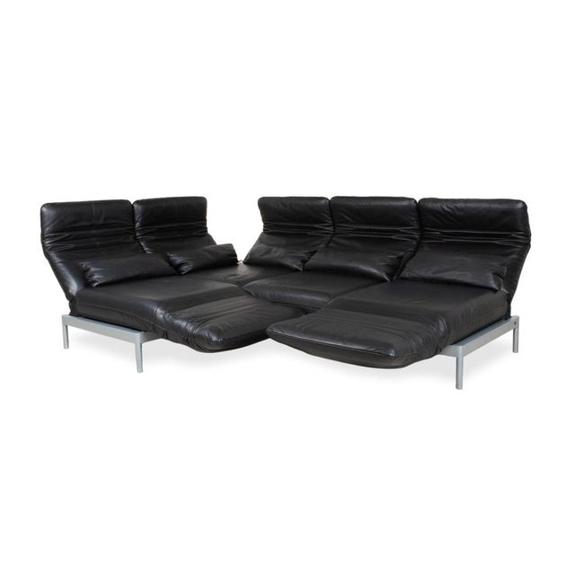 Plura Corner Sofa in Black Leather with Manual Function by Rolf Benz For Sale - Image 6 of 18