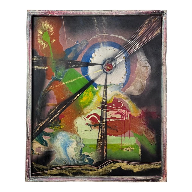 J. Pavelka - Abstract Mixed Media on Board, Signed (Ca. 1970, Framed) For Sale