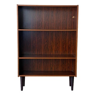Danish Rosewood Bookcase by Denka Mid Century Modern Open Shelves 1960s For Sale