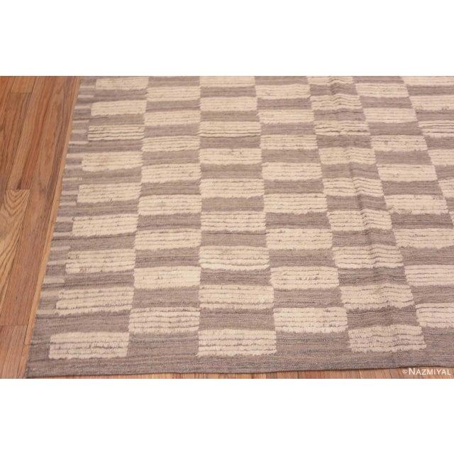 2020s Nazmiyal Collection Modern Neutral Grey and Ivory Checkerboard Pattern Rug For Sale - Image 5 of 6