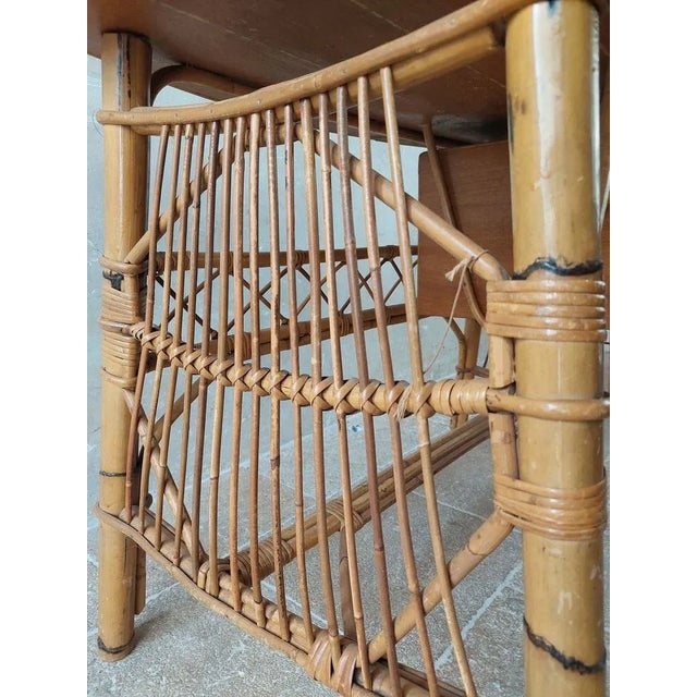Vintage Rattan and Bamboo Desk For Sale - Image 4 of 12