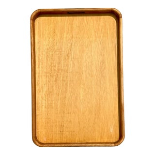 Vintage Postmodern XL Rectangular Wood Tray For Sale