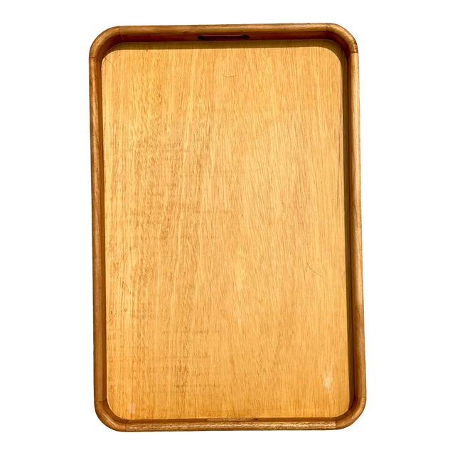 Vintage Postmodern XL Rectangular Wood Tray For Sale