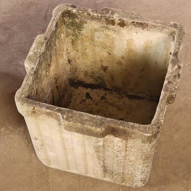 1950s Pair of 14" Square Ribbed Garden Planters For Sale In Philadelphia - Image 6 of 6