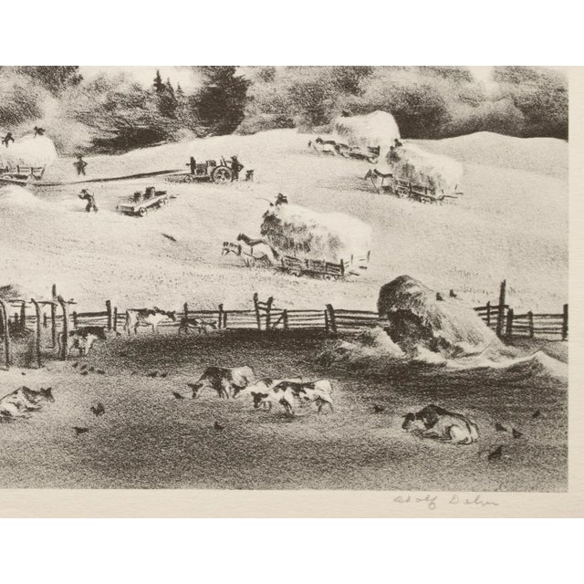 1939 After Adolf Dehn "Threshing", First Edition Period Offset Lithograph For Sale - Image 4 of 8