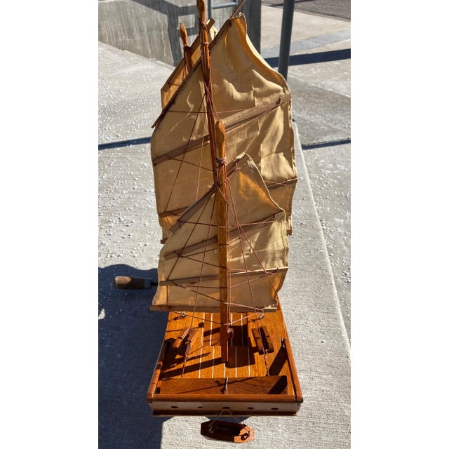Scale Model of Chinese Junk Ship in Solid Teak Handcrafted in Hong Kong For Sale - Image 9 of 13