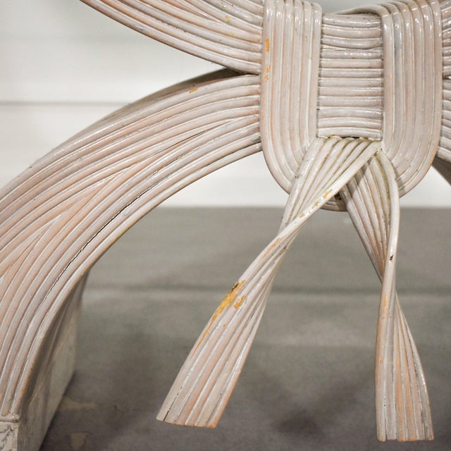 1970s 70's Betty Cobonpue Pencil Reed Ribbon and Tessellated Stone Console Table For Sale - Image 5 of 9