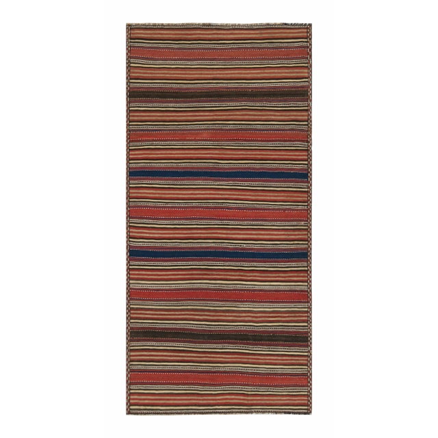 Brown 1950s Vintage Quchan Persian Kilim in Polychromatic Stripes by Rug & Kilim For Sale - Image 8 of 8