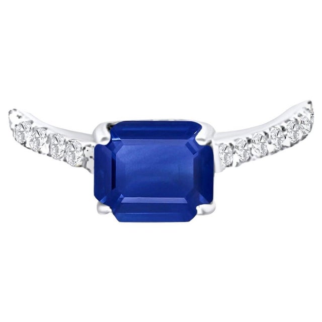 Natural Finely Faceted Quality Sapphire Diamond Ring 6.5 14k W Gold 1.99 TCW Certified $3,950 310601 This is a Unique...