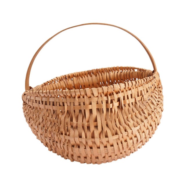 Folk Art Hand Woven Buttock Basket, 1900's For Sale - Image 3 of 10