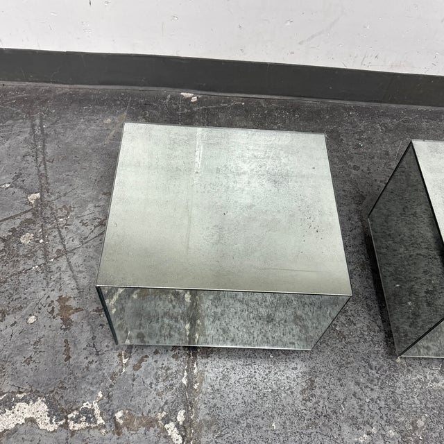 Bespoke Mirrored Cube Side Tables, Pair For Sale - Image 12 of 12