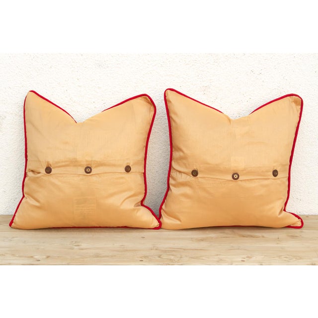 Textile Pair of Gold Zardozi Pillows For Sale - Image 7 of 8