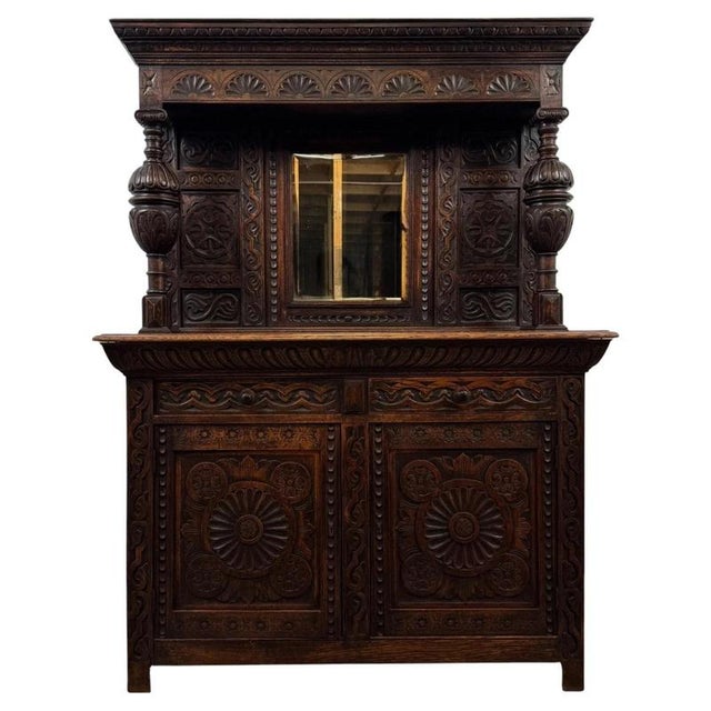 19th Century Victorian English Carved Oak Sideboard For Sale - Image 13 of 13
