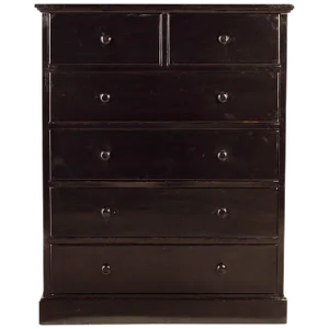 Large Dark Lacquered Elmwood Chest of Six Drawers From China, Late 20th Century