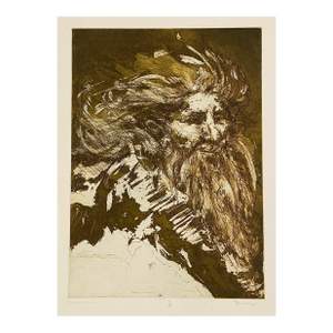1968 Shirley Borella Bearded Man Etching