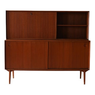 Vintage Danish Sideboard with Flap and Sliding Doors, 1950s For Sale
