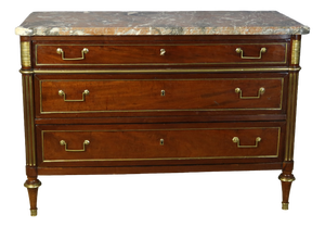 Louis XVI Tan Commode with Marble Top