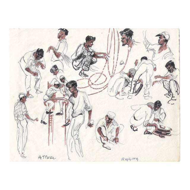 Ivy Attwell Sailors Rigging Sale Watercolor For Sale