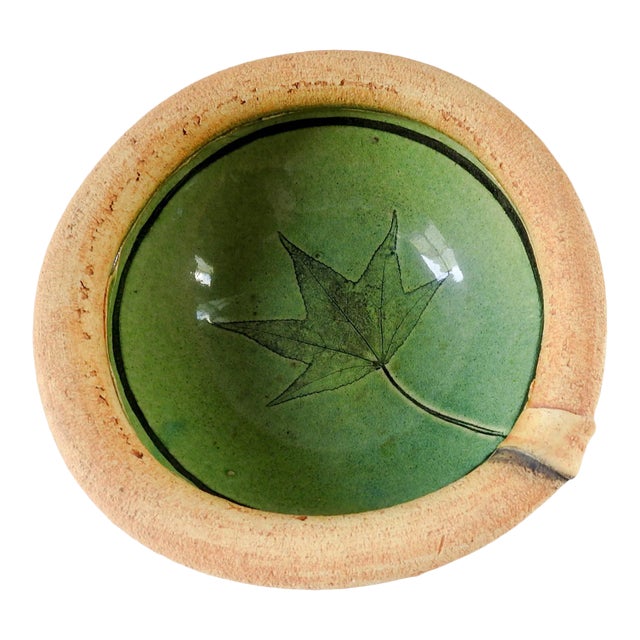 Pottery Leaf Bowl by Mary Fischer For Sale