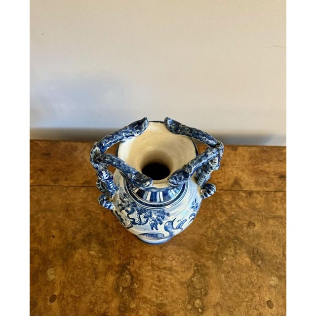 Blue Talavere Blue and White Vase, 1900s For Sale - Image 8 of 11