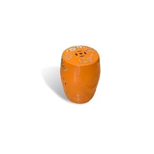 Chinese Asian Style Orange Garden Stool For Sale - Image 3 of 4