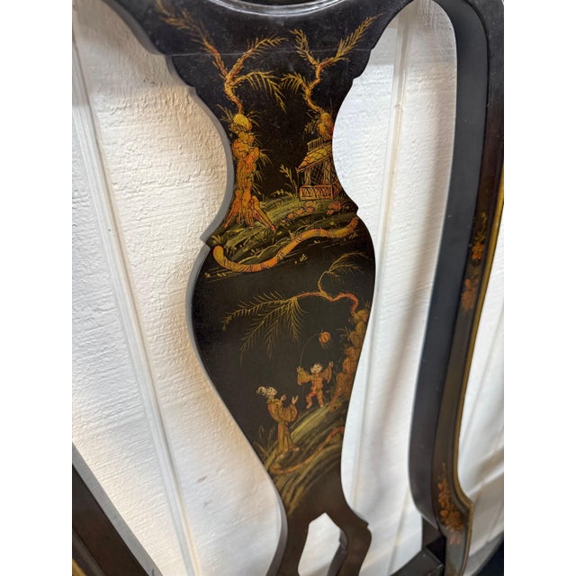 Antique Chinoiserie Paint Decorated Dining Chairs - Set of 6 For Sale - Image 11 of 12