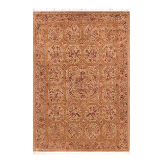 Shabby Chic 1990's Pak-Persian Taupe/Green Wool Rug - 6'1'' X 9'0'' For Sale