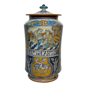 Deruta Italian Art Pottery Francesca Niccacci Hand Painted Large 17” Apothecary Pharmacy Jar