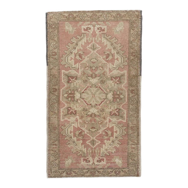 Oriental Hand Knotted Vintage Turkish Mini Rug 1'9" x 3' For Sale