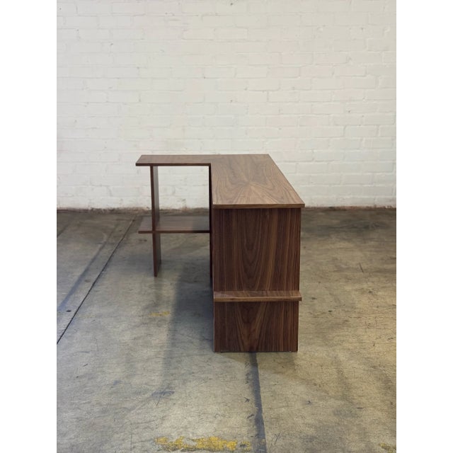 Custom Made Corner Sofa Bookcase in Walnut For Sale - Image 10 of 12